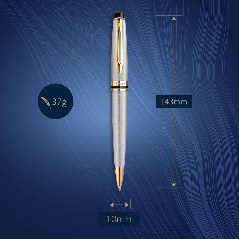 Waterman قلم حبر جاف ووتيرمان إكسبيرت من الفولاذ المقاوم للصدأ مع حواف ذهبية 9092 - Image 3